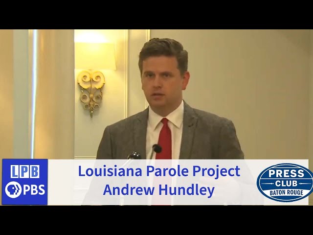 Executive Director Andrew Hundley speaking at the Press Club of Baton Rouge